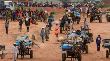 People leaving Khartoum, Sudan