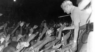 Manley greets a crowd